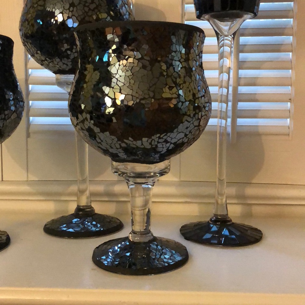 Black crackle candle holders